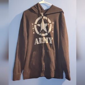 Army Black and Gray Zip-Up Hoodie Size Xl
